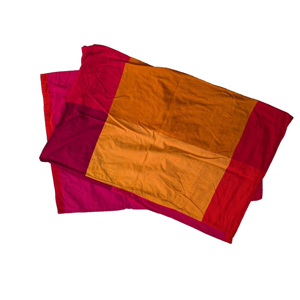 Vintage IKEA BRUNKRISSLA Queen Pillowcases Set 2 Red Orange Pink 100% Cotton